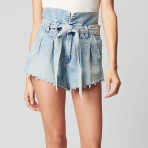 BLANK NYC High Waist Denim Self-Belt Shorts Light Wash Size 28 NWT